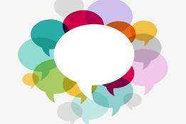 many speech bubbles around one big speech bubble